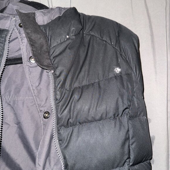 The North Face Parka Womens Small Goose Down Gray FAUX Fur Trim Belted Puffer - Picture 3 of 16